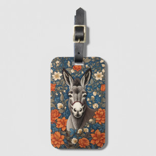Beautiful Donkey Face Elegant Floral Luggage Tag