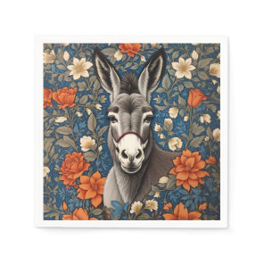 Beautiful Donkey Face Elegant Floral Napkins