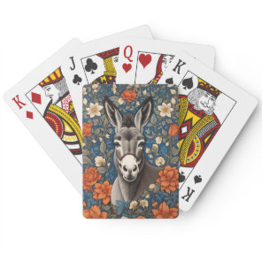Beautiful Donkey Face Elegant Floral Poker Cards