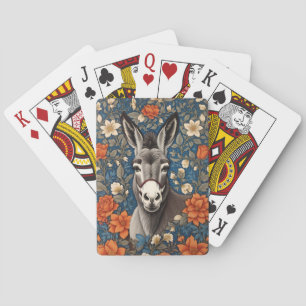 Beautiful Donkey Face Elegant Floral Poker Cards