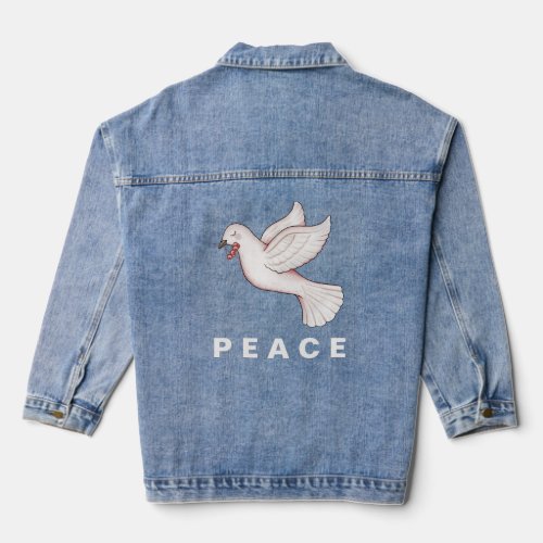Beautiful Dove Peace Inspirational Pacifist Denim Jacket