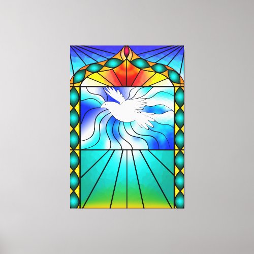 Beautiful Dove Stained Glass Church Window Canvas Print