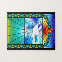 Beautiful Dove Stained Glass Church Window Puzzle