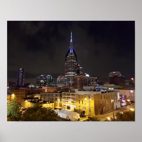 Beautiful Downtown Nashville Tennessee at Night Poster