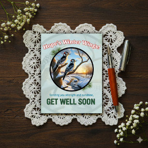 Beautiful Downy Woodpeckers Get Well Postcard