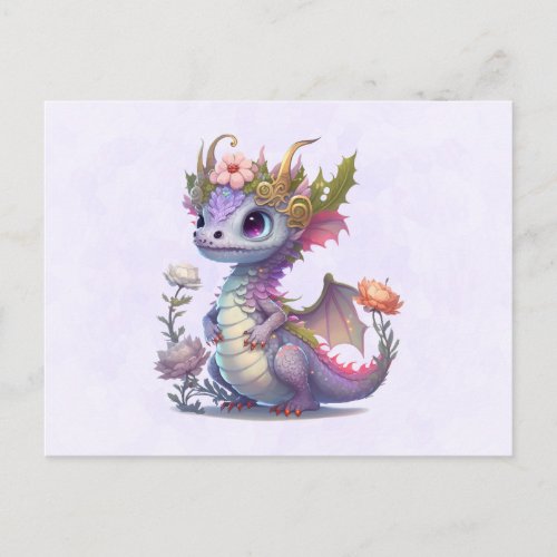 Beautiful Dragon with Elegant Crown Postcard