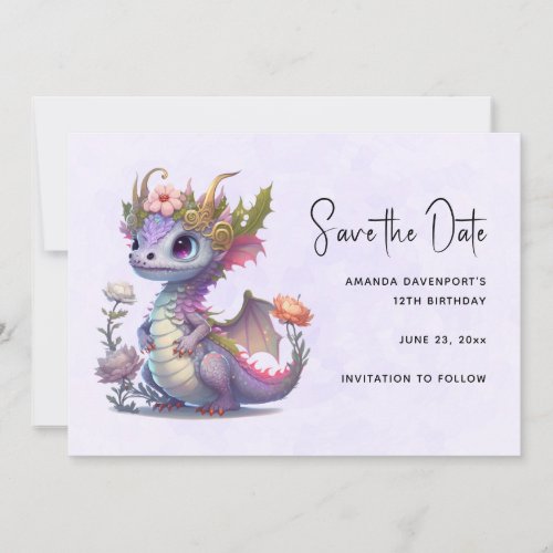 Beautiful Dragon with Elegant Crown Save The Date