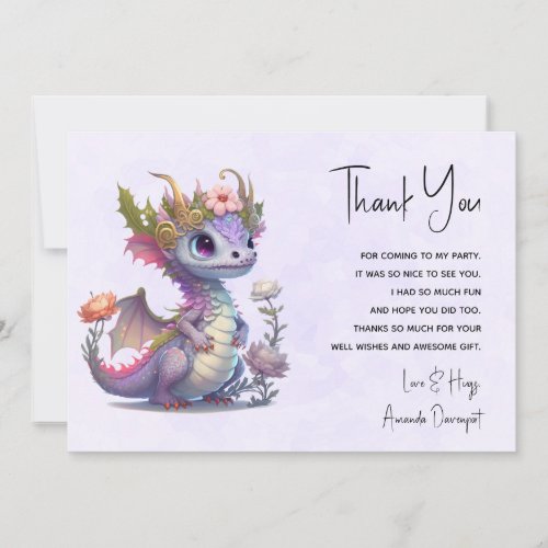 Beautiful Dragon with Elegant Crown Thank You Card