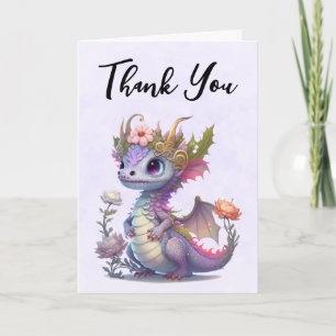 Beautiful Dragon with Elegant Crown Thank You Card