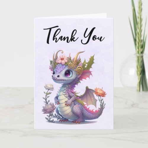 Beautiful Dragon with Elegant Crown Thank You Card