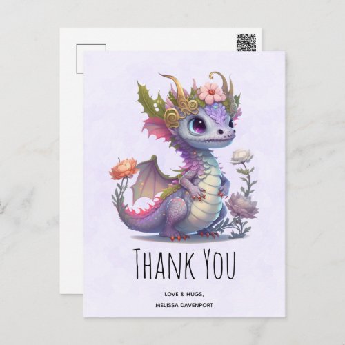 Beautiful Dragon with Elegant Crown Thank You Postcard