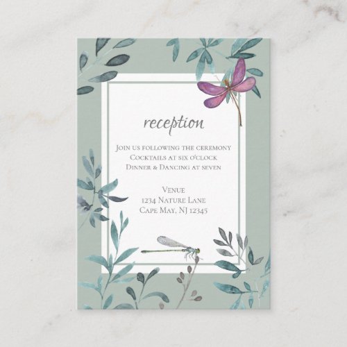 Beautiful Dragonfly and Garden Greenery Wedding Enclosure Card