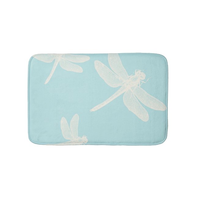 Beautiful Dragonfly Blue Pattern Bathroom Mat (Front)