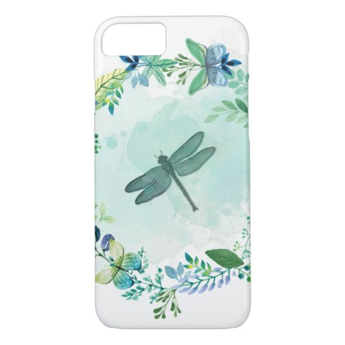 Beautiful Dragonfly Butterfly And Flowers iPhone 87 Case