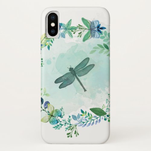 Beautiful Dragonfly Butterfly Floral  iPhone X Case