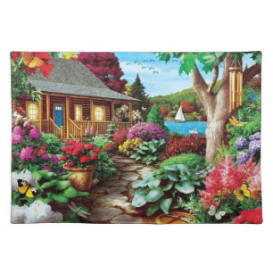 Beautiful Dragonfly Garden Fine Art Cloth Placemat