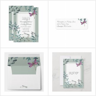 Beautiful Dragonfly Garden Greenery Wedding Set