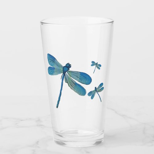 Beautiful Dragonfly Pink Flower Original Art Glass