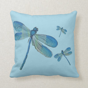 Beautiful Dragonfly Pink Flower Original Art Throw Pillow