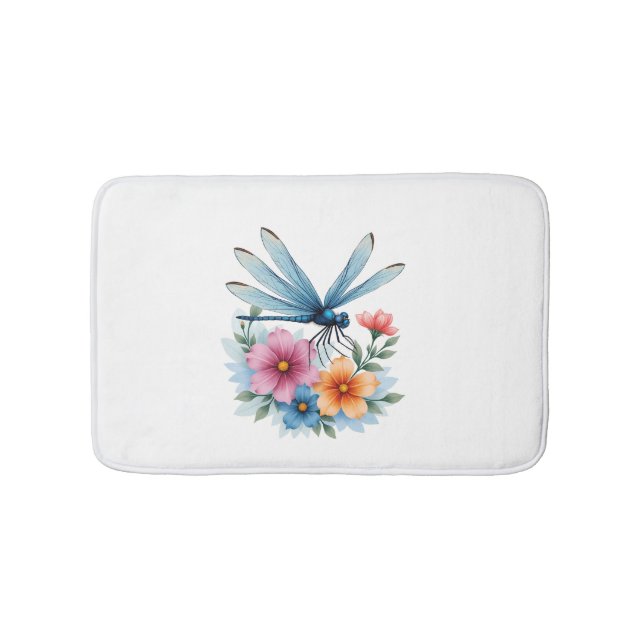 Beautiful Dragonfly Watercolor Art Insect Lover Ea Bath Mat (Front)