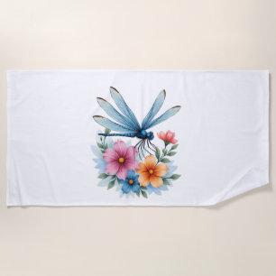 Beautiful Dragonfly Watercolor Art Insect Lover Ea Beach Towel