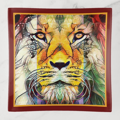 Beautiful Dramatic African Lion Wildlife Pop Art Trinket Tray