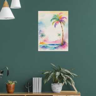 Beautiful drawing of tropical trees poster