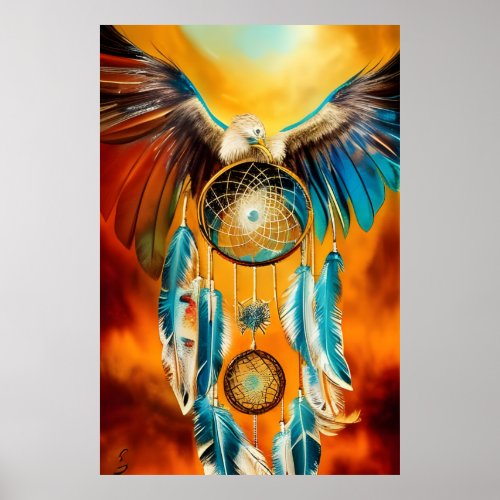 Beautiful Dream Catcher Eagle feathers  Poster