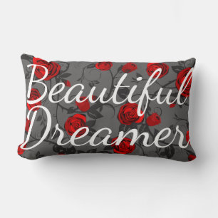 Beautiful Dreamer Red Roses & Vines Lumbar Pillow