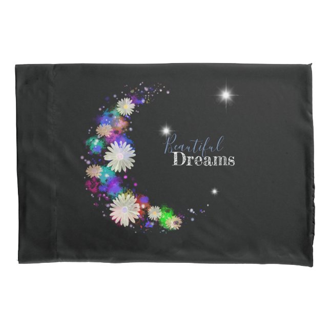 Beautiful dreams modern daisies watercolor swirls pillow case (Front)