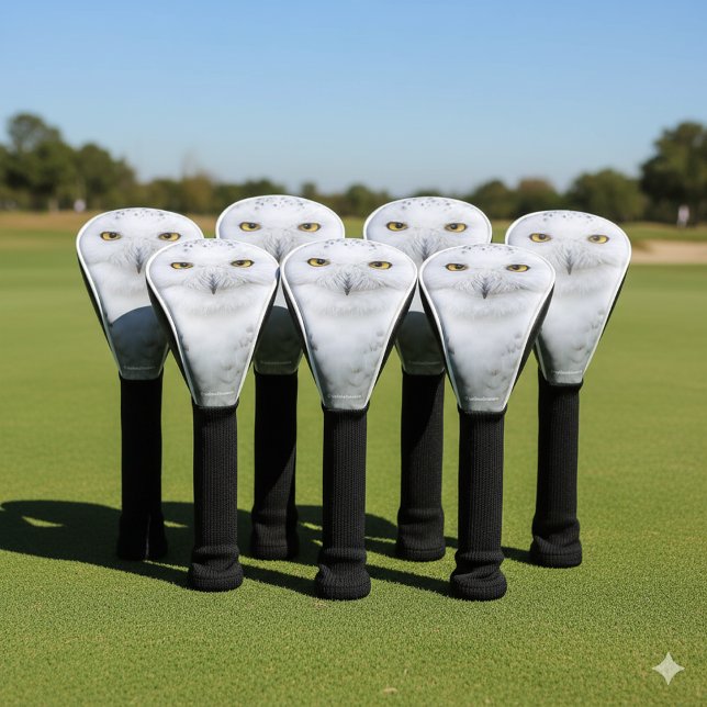 Beautiful, Dreamy and Serene Snowy Owl Golf Head Cover (Snowy Owl Golf Headcover Cover Photo 1)