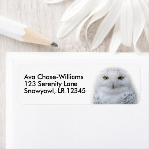Beautiful, Dreamy and Serene Snowy Owl Label