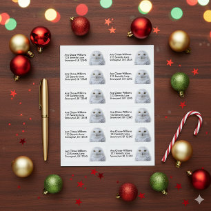 Beautiful, Dreamy and Serene Snowy Owl Label