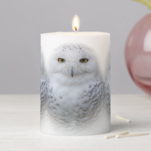 Beautiful, Dreamy and Serene Snowy Owl Pillar Candle
