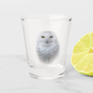 Beautiful, Dreamy and Serene Snowy Owl Shot Glass