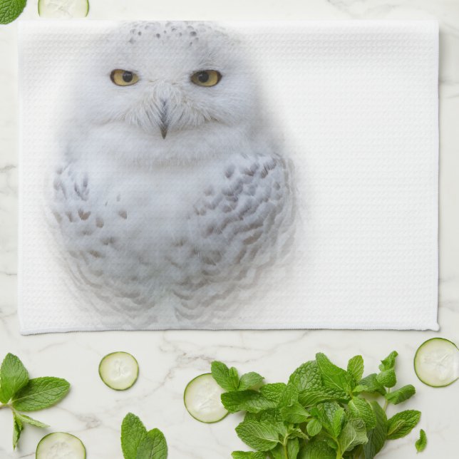 Beautiful, Dreamy and Serene Snowy Owl Towel (Folded)