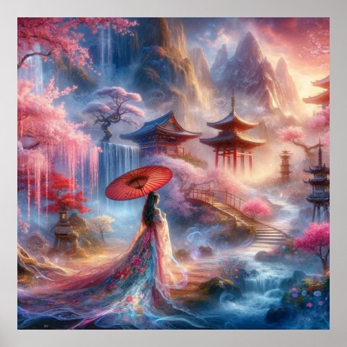 Beautiful Dreamy Asian Fantasy World 002 Poster