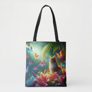 Beautiful dreamy butterflies & Cat Tote Bag