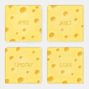 Beautiful Dreamy Swiss Cheese Personalized Family Coaster Set