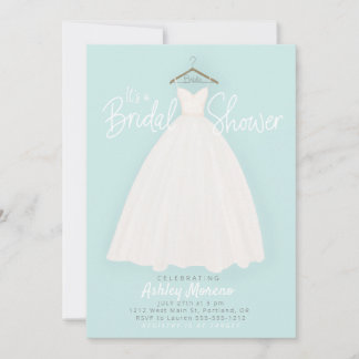 Beautiful dress Bridal/wedding shower light blue Invitation