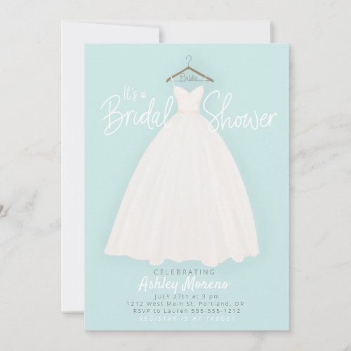 Beautiful dress Bridalwedding shower light blue Invitation