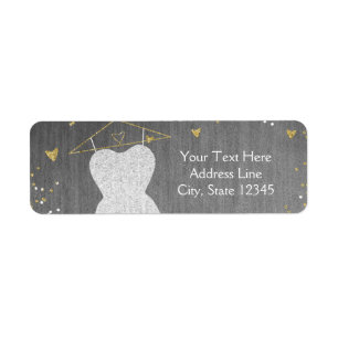 Beautiful Dress on Gold Hanger Bridal Shower Party Label