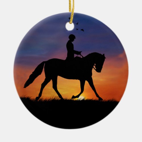 Beautiful Dressage Horse and Rider Ceramic Ornament