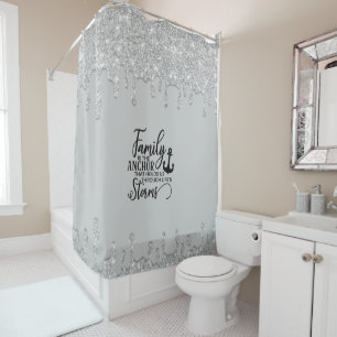 Beautiful Dripping Glitter Family Quote Shower Curtain