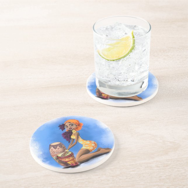 Beautiful Drummer Girl Coaster (Side)