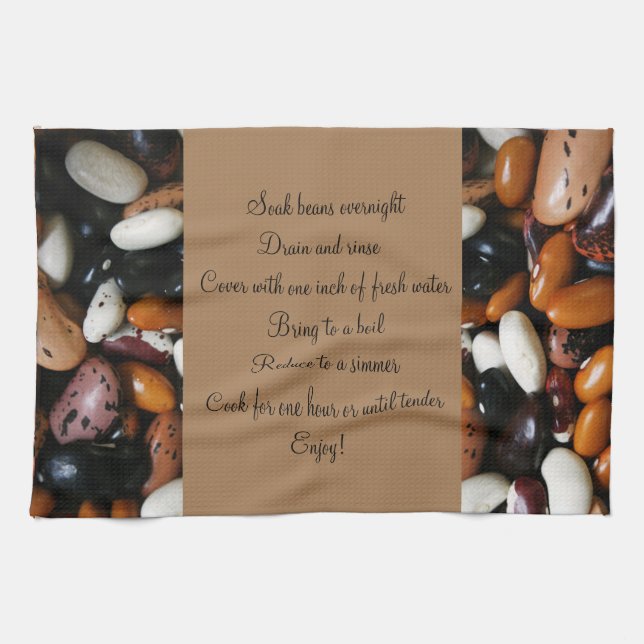Beautiful dry beans, home cooking recipe kitchen towel (Horizontal)