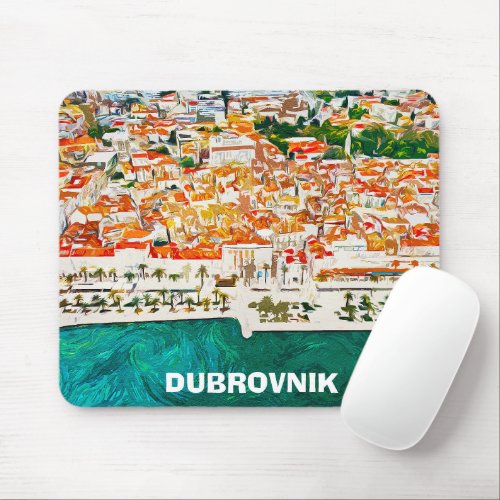 Beautiful Dubrovnik Croatia Watercolor Oil Paint Mouse Pad