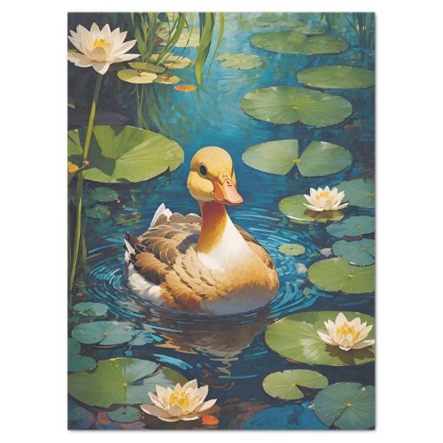 Beautiful Duck At The Pond Decoupage Tissue Paper