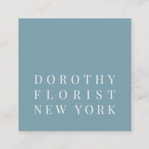 Beautiful dusty blue elegant minimalist florist square business card