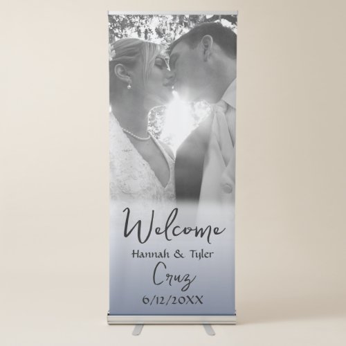 Beautiful Dusty Blue Photo Wedding  Retractable Banner